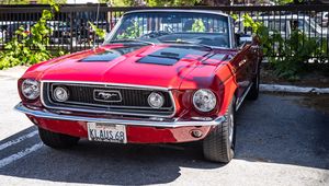 Preview wallpaper mustang, car, retro, front view, headlights