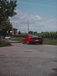 Preview wallpaper mustang, car, sports car, rear view, red