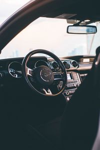 Preview wallpaper mustang, car, steering wheel, salon, black