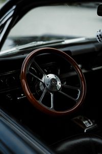 Preview wallpaper mustang, car, steering wheel, retro, vintage