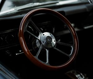 Preview wallpaper mustang, car, steering wheel, retro, vintage