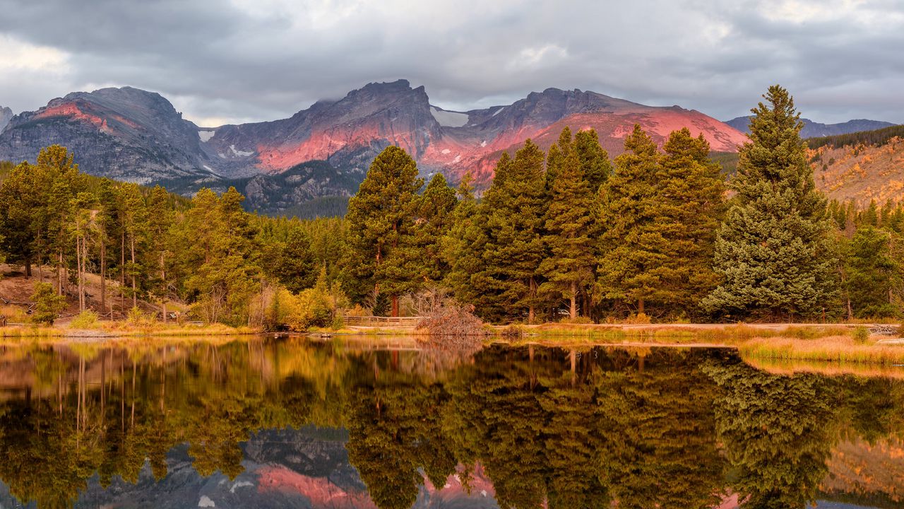 Wallpaper national park, usa, colorado, fall, trees, reflection