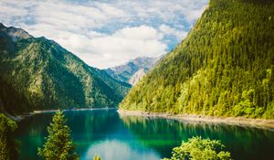 Preview wallpaper nature, lake, forest, mountains