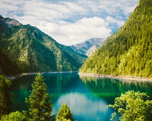 Preview wallpaper nature, lake, forest, mountains