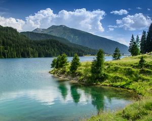 Preview wallpaper nature, lake, mountains, forest