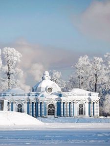 Preview wallpaper nature, snow, winter, city, temple