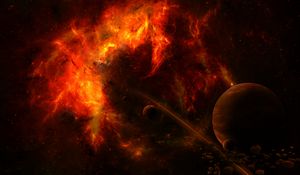 Preview wallpaper nebula, cloud, fire, balls, abstraction