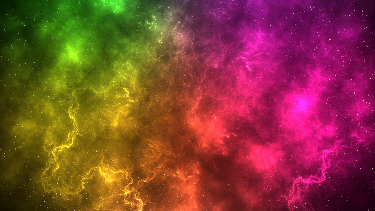 Wallpaper nebula, colorful, energy, cosmic, flash, lightning