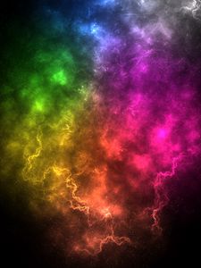 Preview wallpaper nebula, colorful, energy, cosmic, flash, lightning