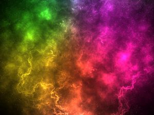 Preview wallpaper nebula, colorful, energy, cosmic, flash, lightning