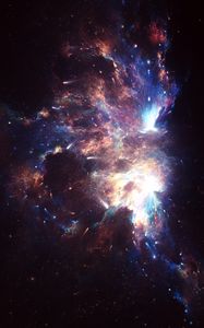 Preview wallpaper nebula, galaxy, meteors, space, motion, glow