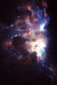 Preview wallpaper nebula, galaxy, meteors, space, motion, glow