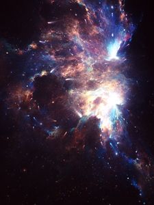 Preview wallpaper nebula, galaxy, meteors, space, motion, glow