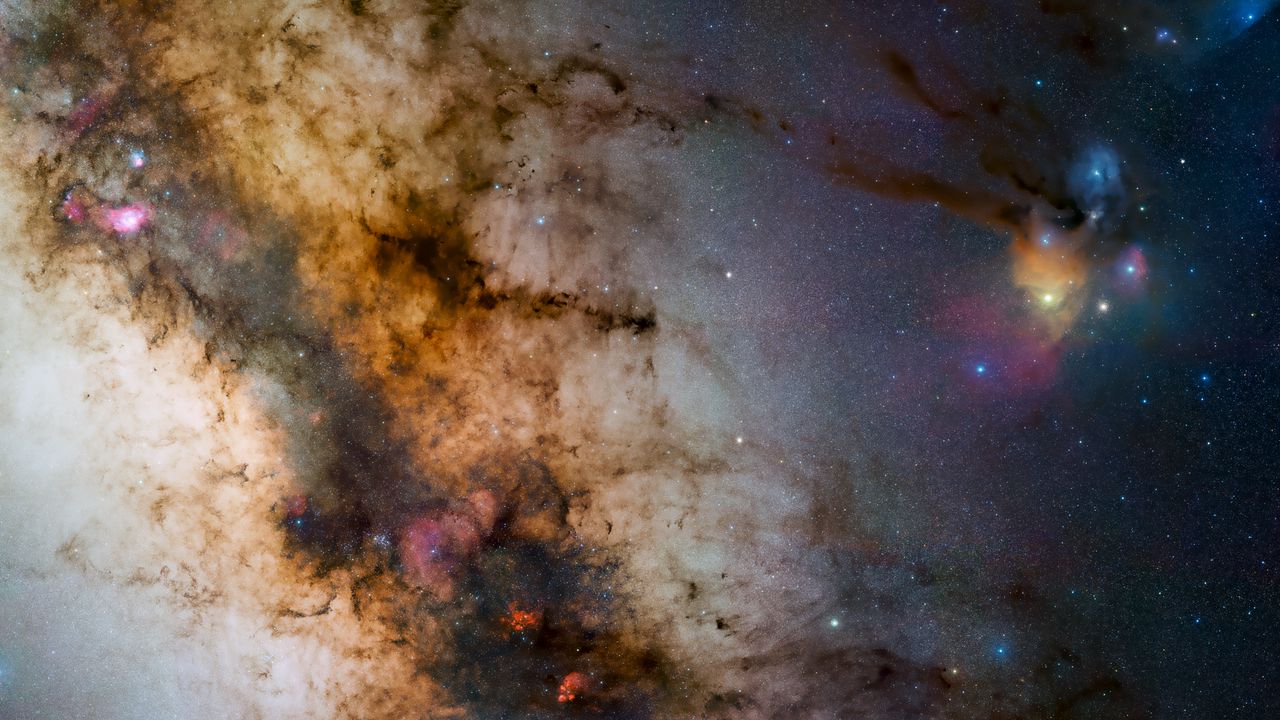 Wallpaper nebula, galaxy, stars, space, brown