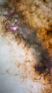 Preview wallpaper nebula, galaxy, stars, space, brown