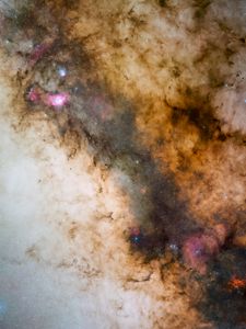 Preview wallpaper nebula, galaxy, stars, space, brown