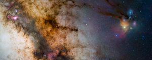 Preview wallpaper nebula, galaxy, stars, space, brown