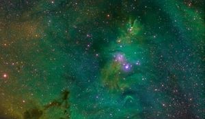 Preview wallpaper nebula, galaxy, stars, constellation, space, green