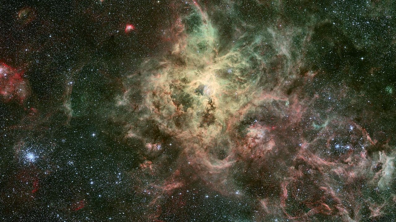 Wallpaper nebula, galaxy, stars, universe, spots, flashes