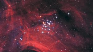 Preview wallpaper nebula, glare, shine, stars, space, red