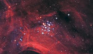 Preview wallpaper nebula, glare, shine, stars, space, red