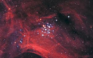 Preview wallpaper nebula, glare, shine, stars, space, red