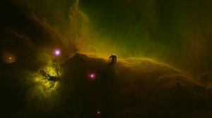 Preview wallpaper nebula, glow, glare, stars, space, green