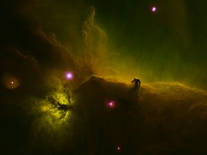 Preview wallpaper nebula, glow, glare, stars, space, green