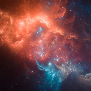 Preview wallpaper nebula, glow, stars, space, red, blue