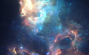 Preview wallpaper nebula, glowing, space, galaxy, stars, bright, color