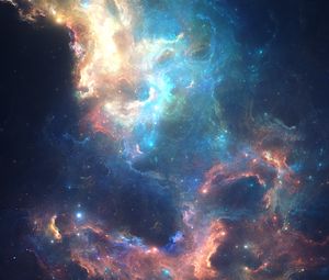 Preview wallpaper nebula, glowing, space, galaxy, stars, bright, color