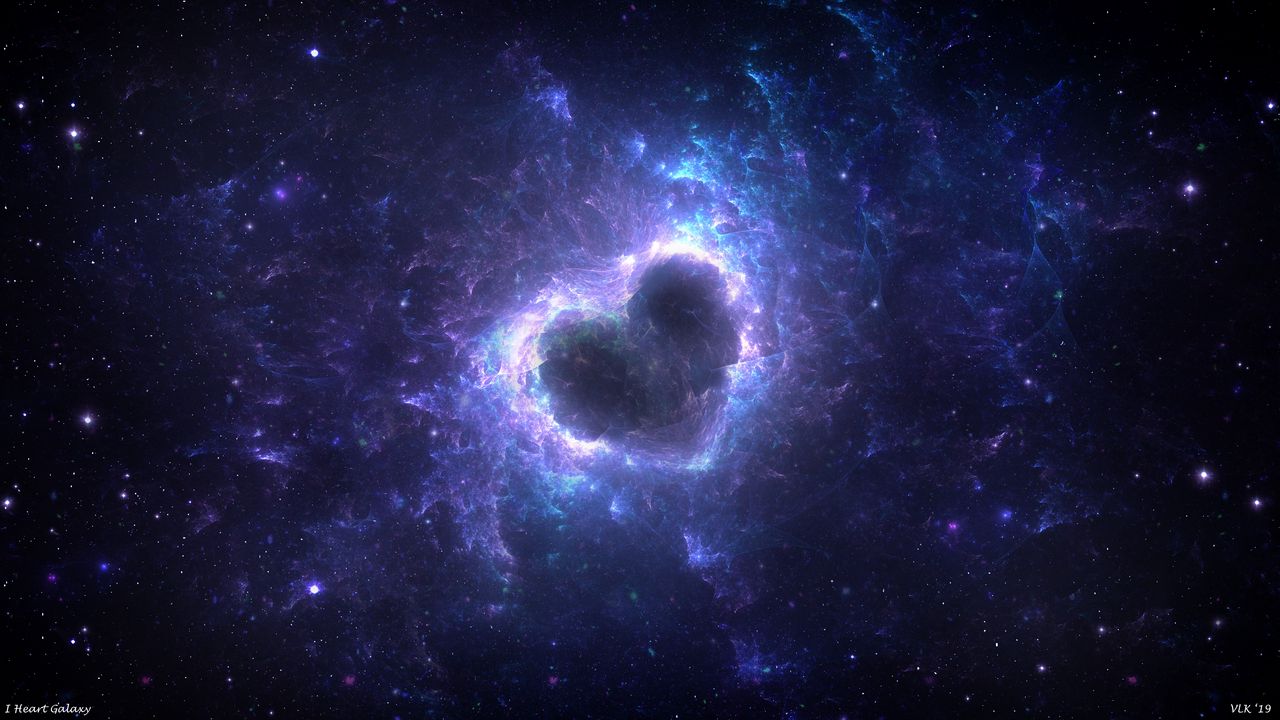 Wallpaper nebula, heart, glow, space, energy