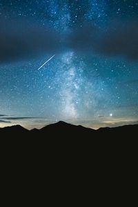 Preview wallpaper nebula, mountains, night, stars