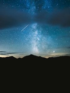 Preview wallpaper nebula, mountains, night, stars