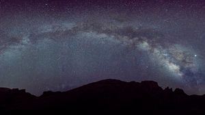 Preview wallpaper nebula, mountains, stars, night, starry sky