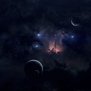 Preview wallpaper nebula, planets, stars, glow, space, dark