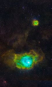 Preview wallpaper nebula, space, stars, universe, green, galaxy