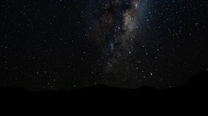 Preview wallpaper nebula, space, stars, hill, silhouette