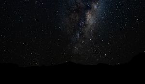 Preview wallpaper nebula, space, stars, hill, silhouette