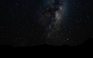 Preview wallpaper nebula, space, stars, hill, silhouette