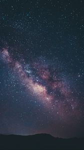 Preview wallpaper nebula, starry sky, stars, hills, night