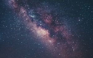 Preview wallpaper nebula, starry sky, stars, hills, night