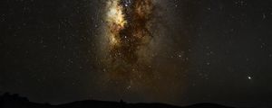 Preview wallpaper nebula, starry sky, stars, hills, space