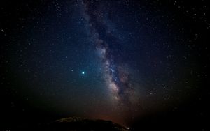 Preview wallpaper nebula, starry sky, stars, hill, night