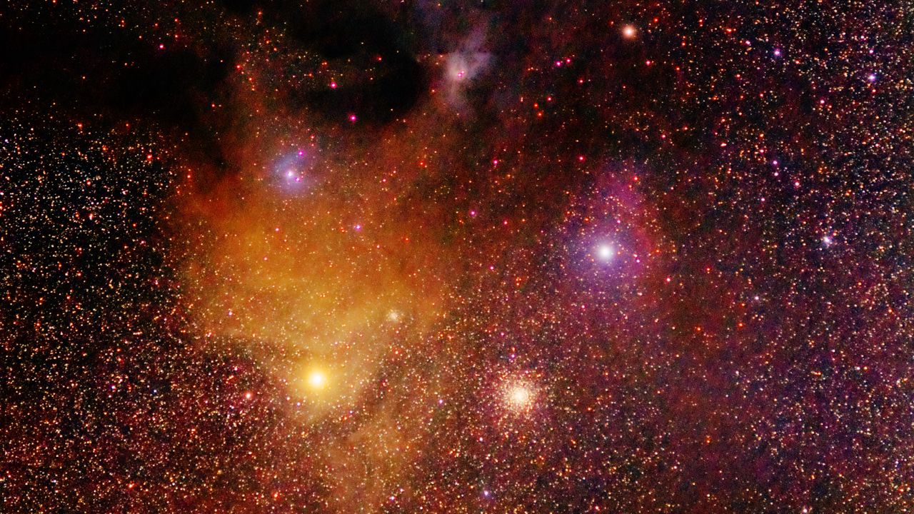 Wallpaper nebula, stars, galaxy, glow, universe