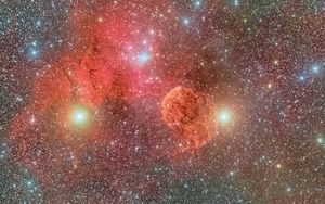 Preview wallpaper nebula, stars, galaxy, glow, red