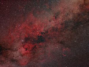 Preview wallpaper nebula, stars, glare, red, space