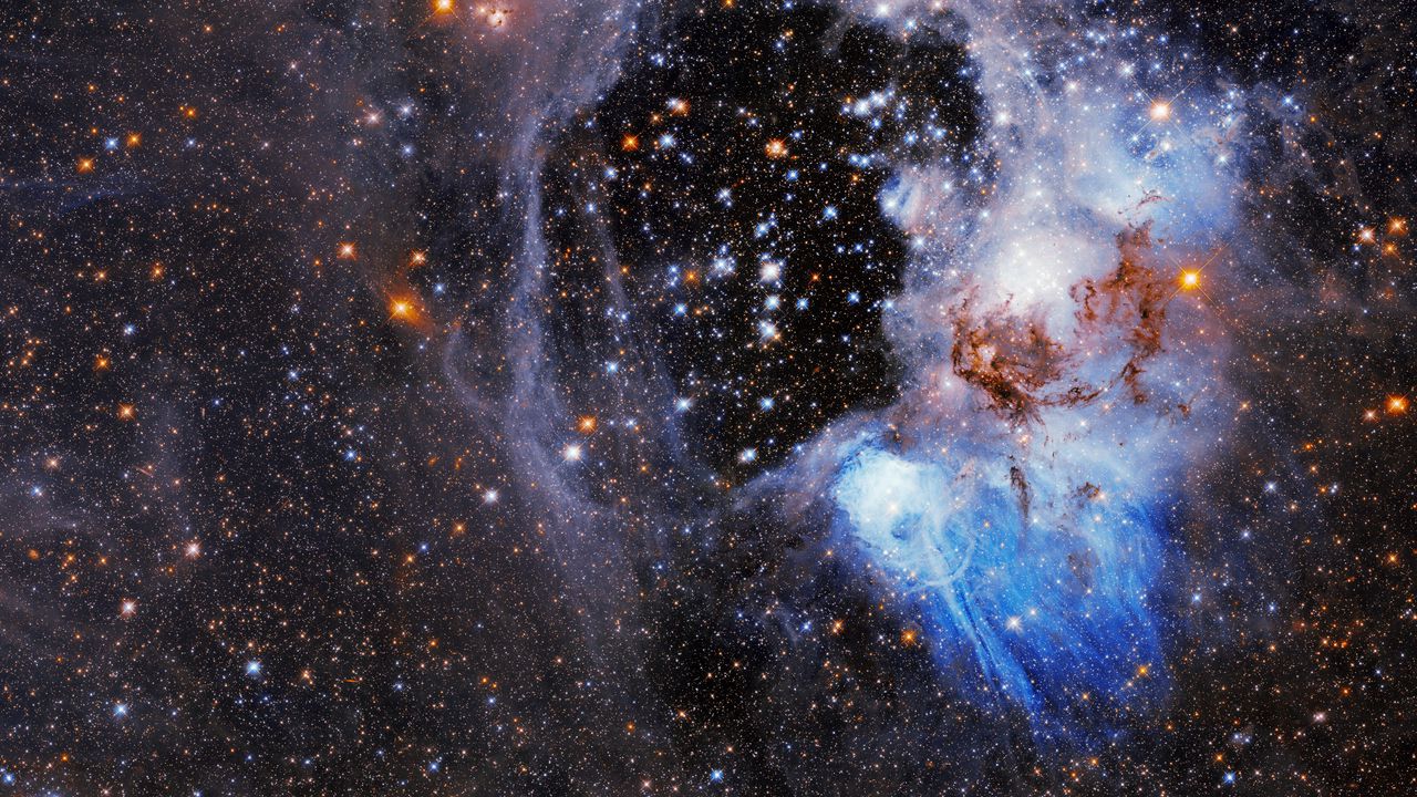 Wallpaper nebula, stars, glare, glow, space, blue