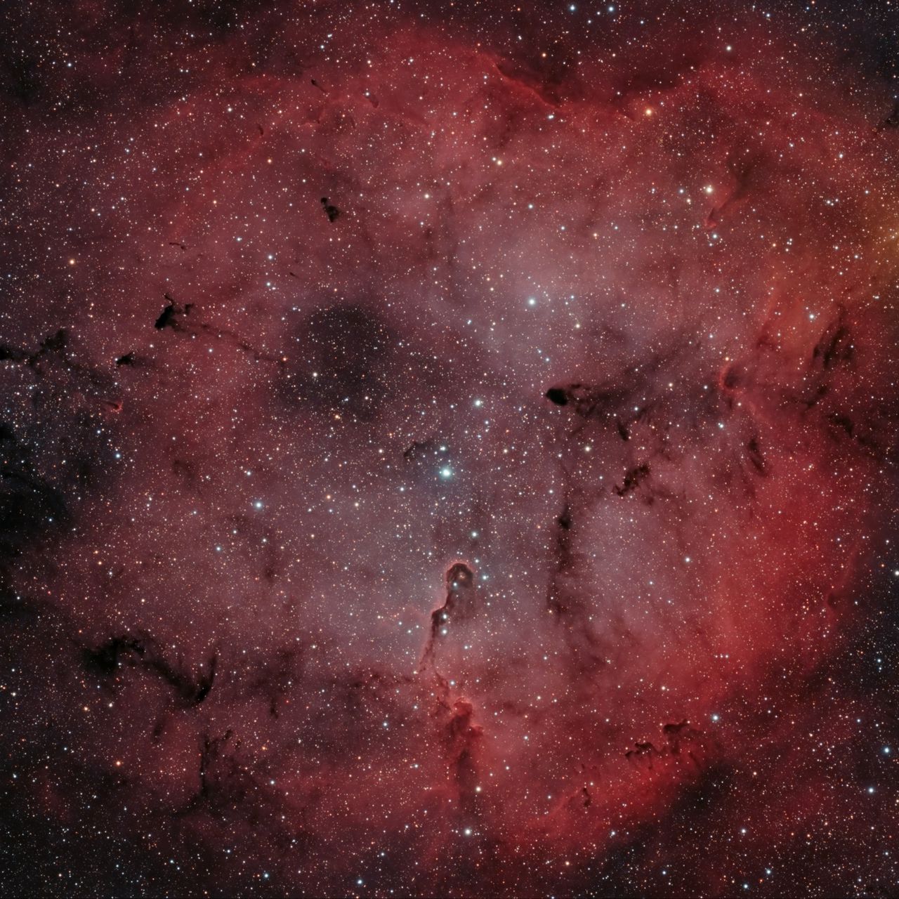 1280x1280 Wallpaper nebula, stars, glitter, red, dark, space