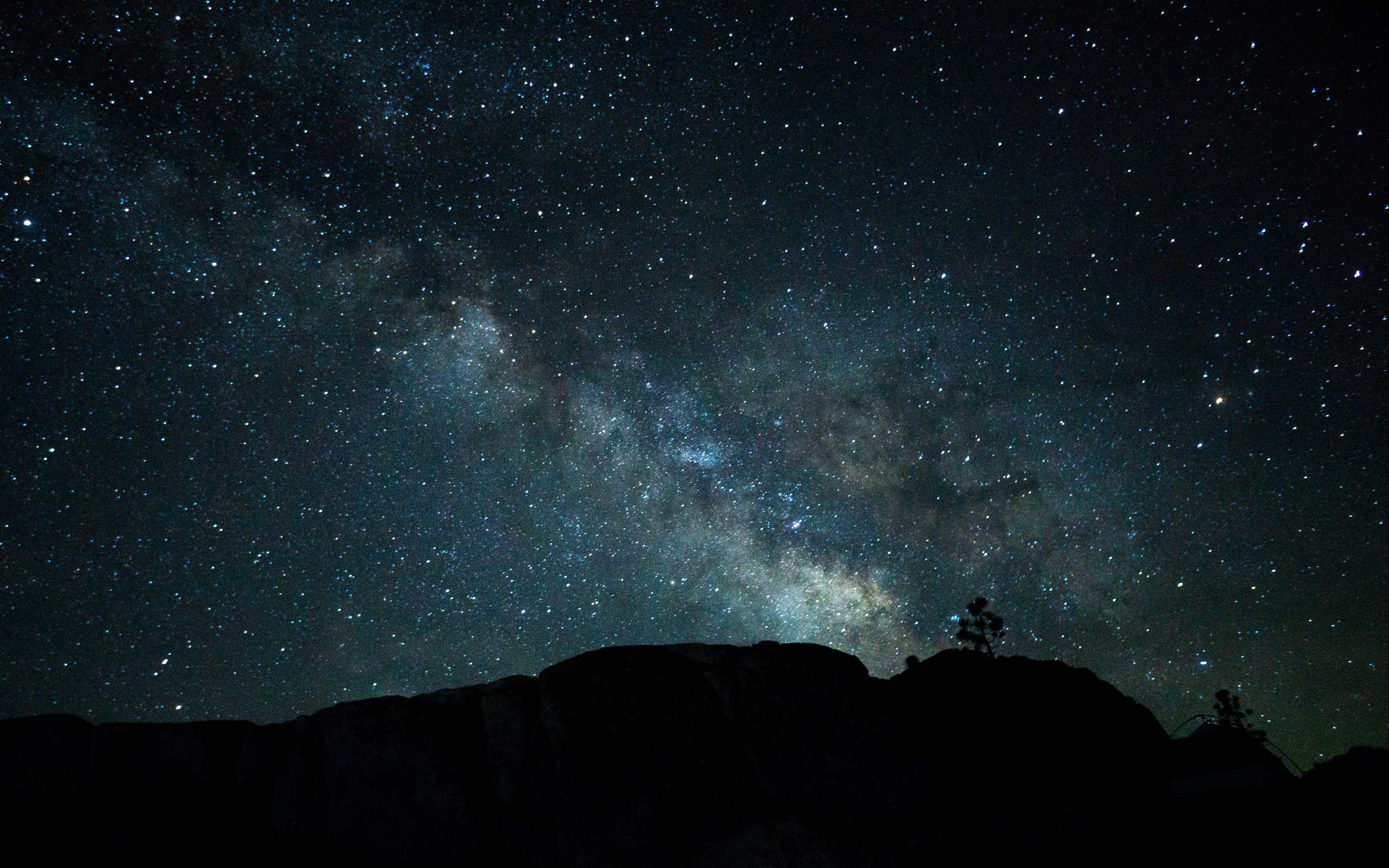 Download wallpaper 3840x2400 nebula, stars, hill, night 4k ultra hd 16: